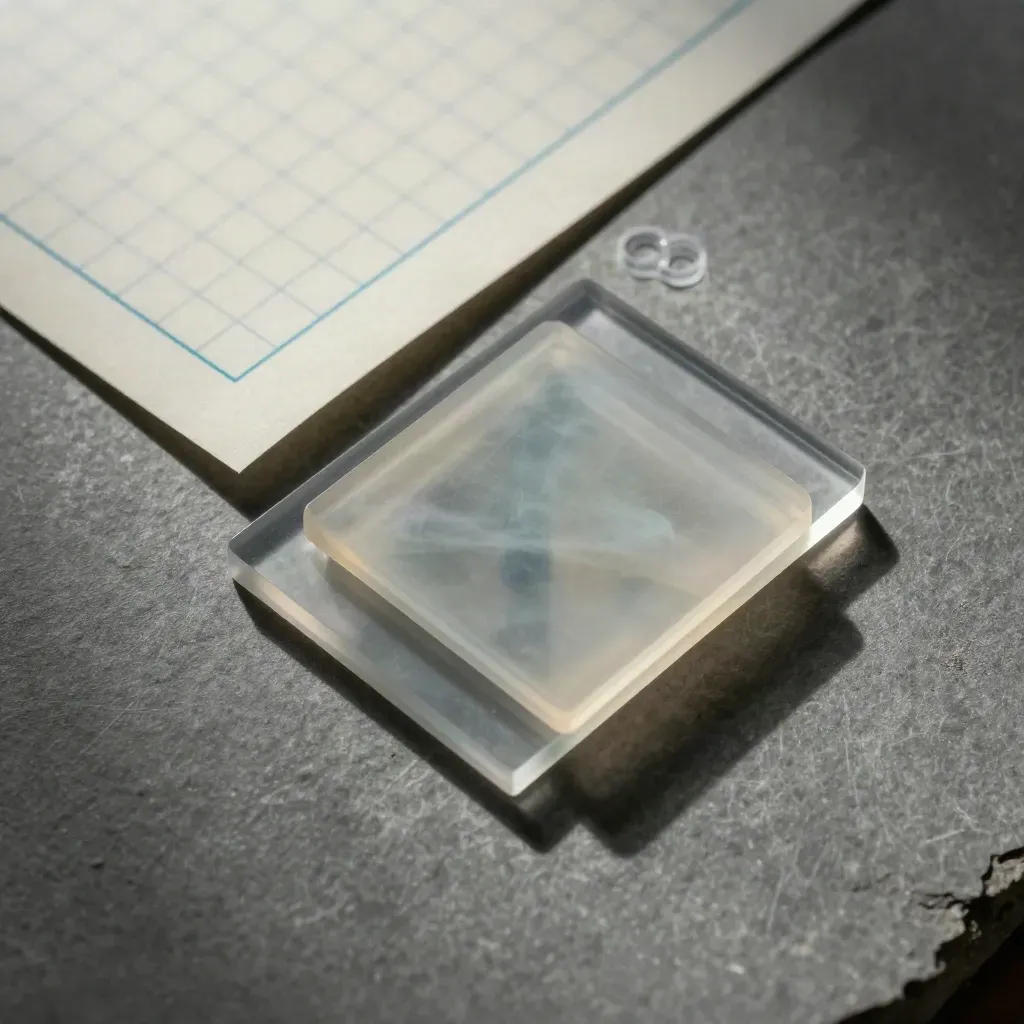 Transparent algebra tiles overlap on graph paper in a macro concept-map still life.